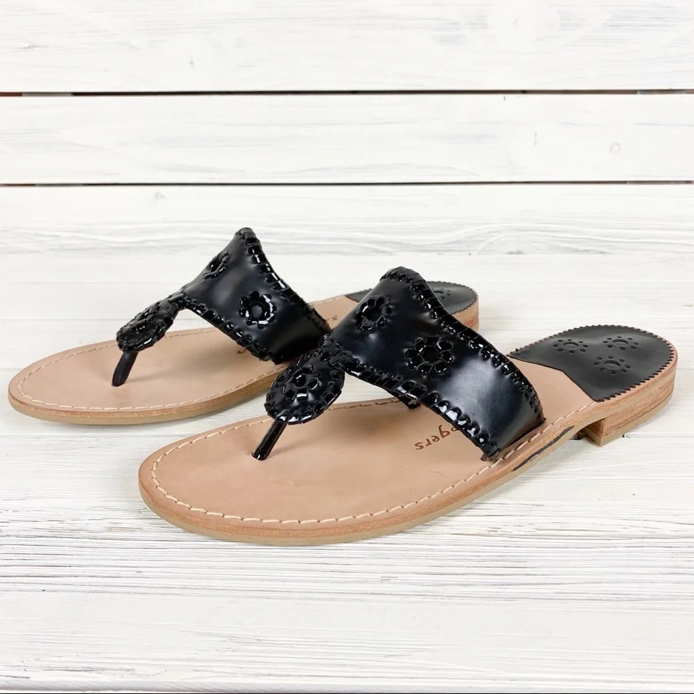 NEW Jack Rogers Hamptons Black Flat Sandals 10.5 - Picture 9 of 11